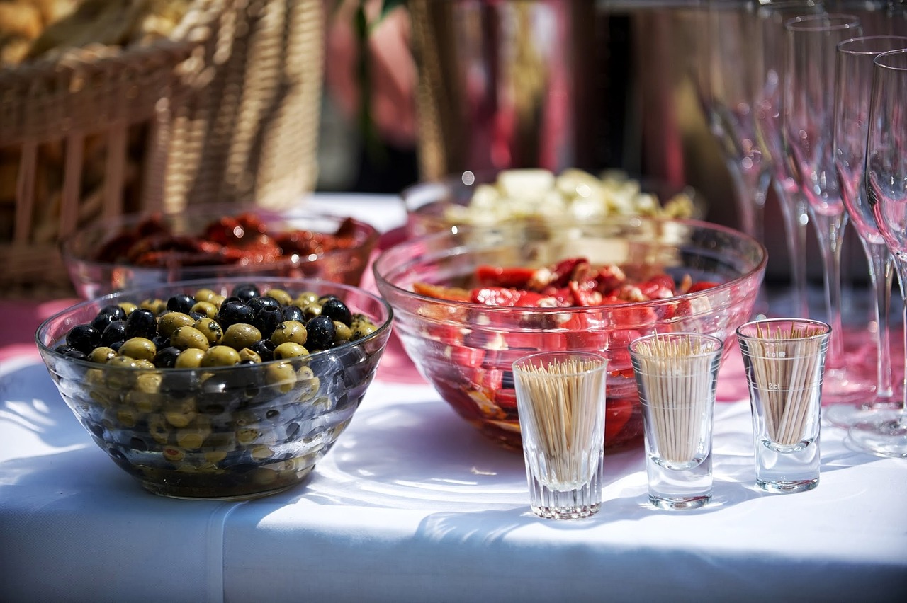 Fresh Italian pizza with gourmet ingredients prepared for catering service